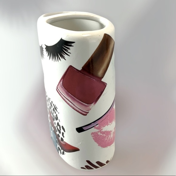 Fashion Girl Boss Toothbrush Holder Ceramic Bath Accessory Makeup Animal Print - Picture 3 of 9